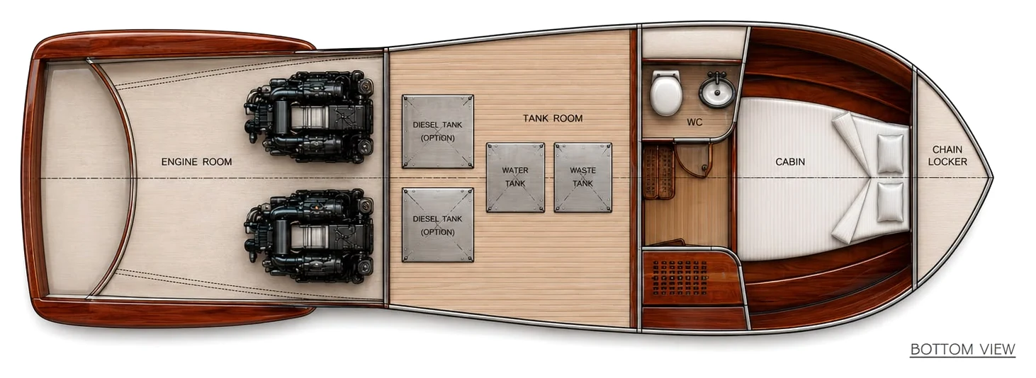 Aurora 32, below deck